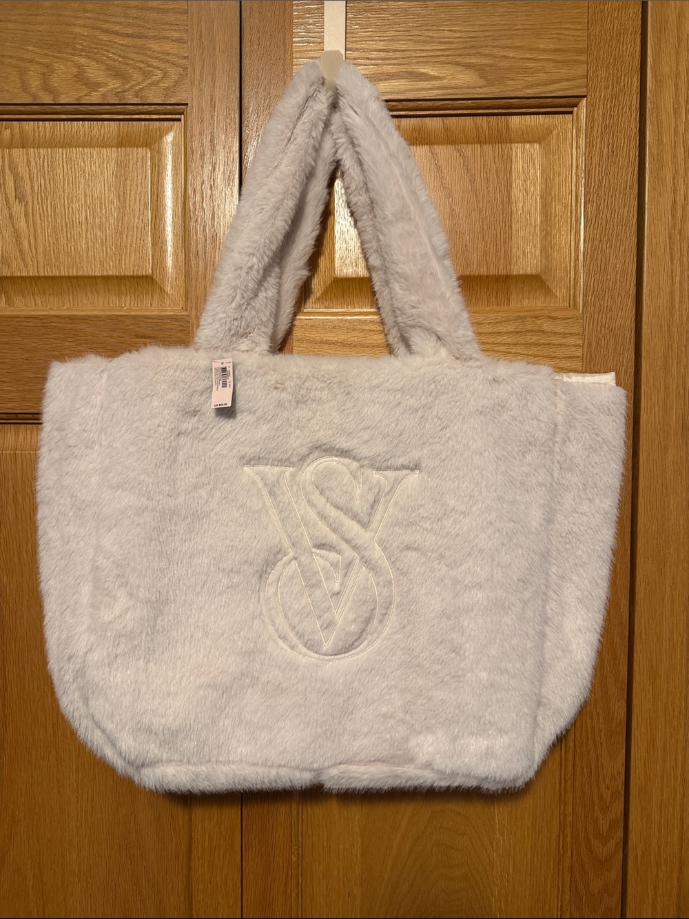 Victoria's Secret Plush Faux Fur Tote in cream
